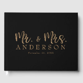 MR. & MRS. Goud Schrift Typografie Modern Minimaal Gastenboek
