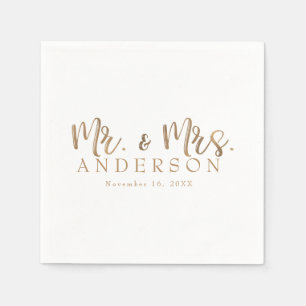 MR. & MRS. Goud Schrift Typografie Modern Minimaal Servet