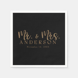 MR. & MRS. Goud Schrift Typografie Modern Minimaal Servet