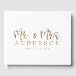 MR. & MRS. Goud Script Typografie Modern Minimaal Gastenboek