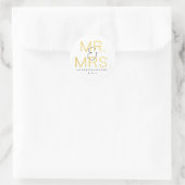 Mr&Mrs. Gouden Elegante Typografie Bruiloft Ronde Sticker (Tas)