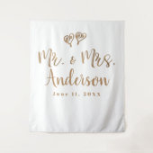 MR. & MRS. Gouden Script Typografie Modern Minimaa Wandkleed (Voorkant)