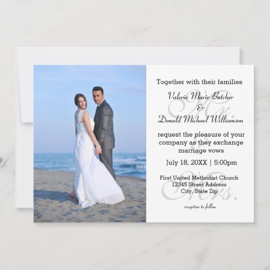Mr. & Mrs Gray - Foto Wedding Invitation Kaart (Voorkant)