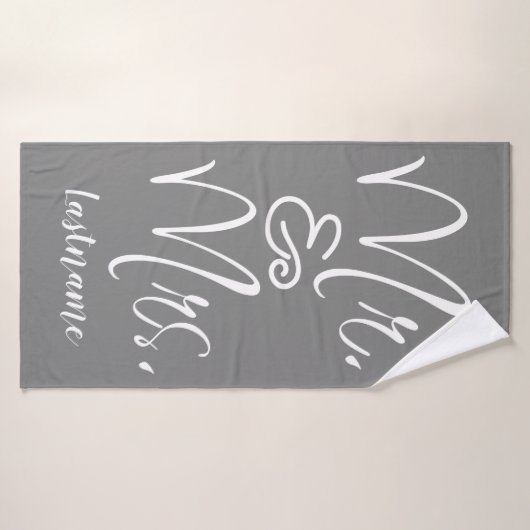 Mr. & Mrs Gray Script Custom Wedding Bath Towel Badhanddoek (Badhanddoek)
