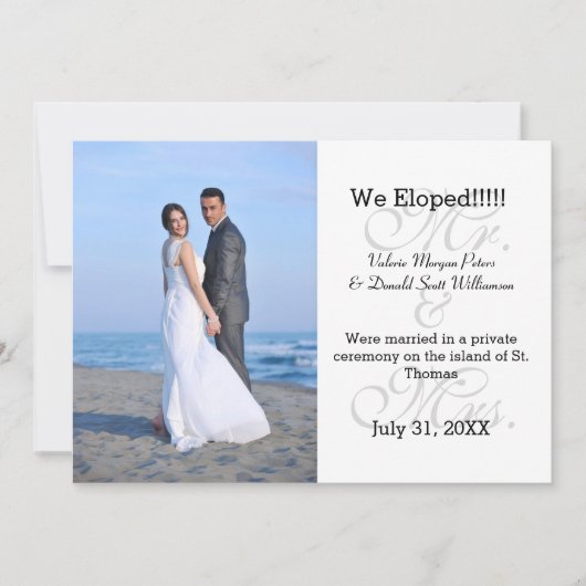 Mr. & Mrs Gray We Eloped - Fotoaankondiging Aankondiging (Voorkant)