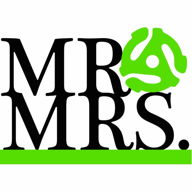 Mr & Mrs Green & Black 45 Adapter Cake Topper Staand Fotobeeldje (Voorkant)