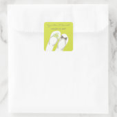 Mr & Mrs Green Flowers Teenslippers Strand Bruilof Vierkante Sticker (Tas)