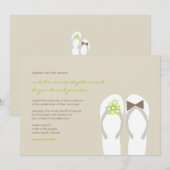 Mr & Mrs Green Teenslippers Beach bruiloft uitnodi Kaart (Voorkant / Achterkant)