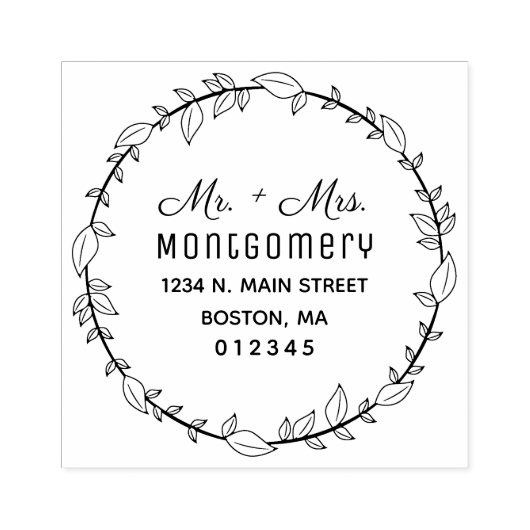 Mr & Mrs Greenery Krans retouradres Rubberstempel (Afrduk)