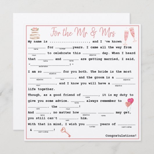 Mr & Mrs Guest libs Kaart (Voorkant / Achterkant)