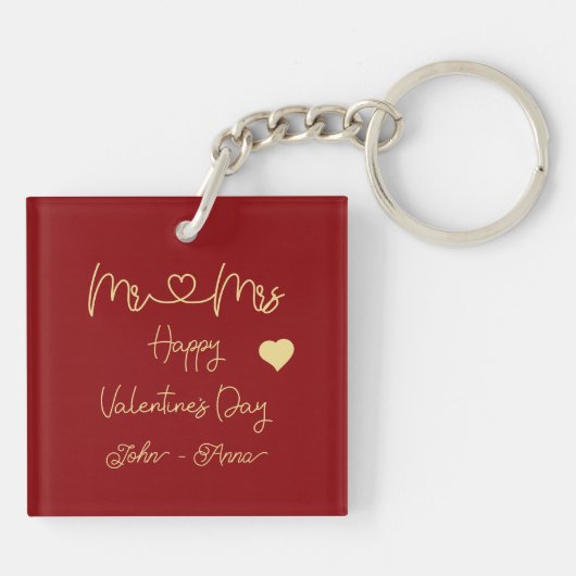 Mr & Mrs Happy Valentine's Day Acrylic Keychain (Achterkant)