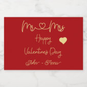Mr & Mrs Happy Valentine's Day Sparkling Wijnetiket (Enkel label)