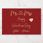 Mr & Mrs Happy Valentine's Day Sparkling Wijnetiket (Enkel label)