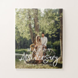 Mr & Mrs Happy Wedding Jubileum Aangepaste foto Legpuzzel