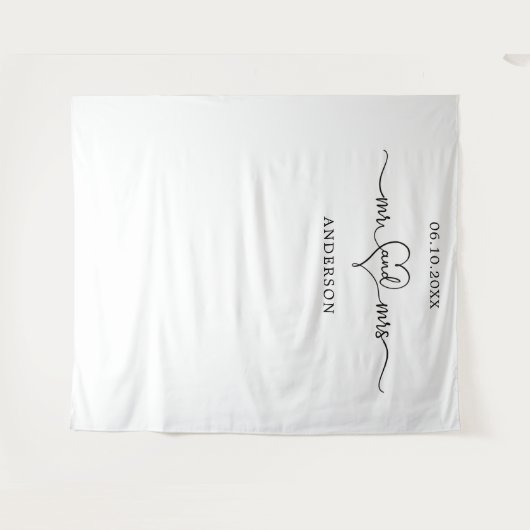 Mr. Mrs hart foto achtergrond bruiloft Wandkleed (Voorkant (horizontaal))