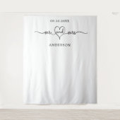 Mr. Mrs hart foto achtergrond bruiloft Wandkleed (Voorkant)