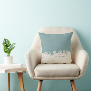 Mr Mrs Hart Script Seafoam Groen Trouwkussen Kussen