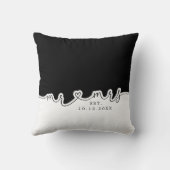 Mr Mrs Hart Script Zwart Wit Trouwkussen Kussen (Achterkant)