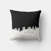 Mr Mrs Hart Script Zwart Wit Trouwkussen Kussen (Voorkant)