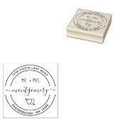 Mr & Mrs Heart 10 Aangepaste Ronde Retouradres Rubberstempel (Gestempeld)