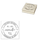 Mr & Mrs Heart 5 Aangepaste Ronde Retouradres Rubberstempel (Gestempeld)