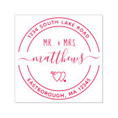 Mr & Mrs Heart 8 Aangepaste Ronde Retouradres Zelfinktende Stempel (Design)