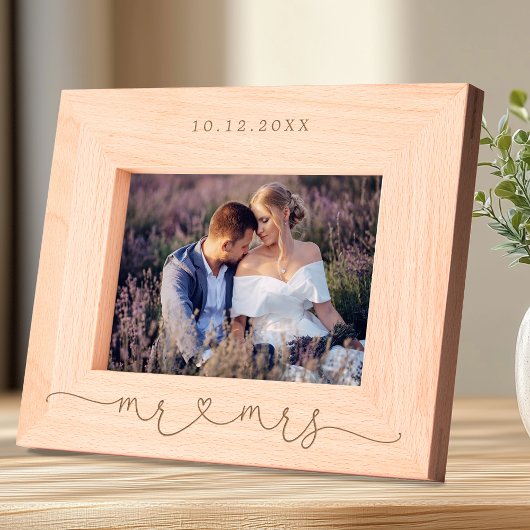 Mr. Mrs. Heart Gepersonaliseerde bruiloft Gegraveerde Lijstjes