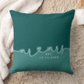 Mr. Mrs. Heart Script Blauwgroen Groen Trouwkussen Kussen (Deken)