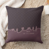 Mr. Mrs. Heart Script Gedempt Paarse Trouwkussen Kussen (Deken)