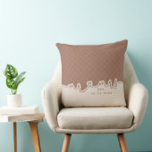 Mr Mrs Heart Script Mocha Beige Trouwkussen Kussen (Stoel)