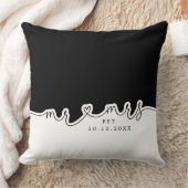 Mr Mrs Heart Script Zwart Wit Trouwkussen Kussen (Deken)
