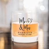 Mr Mrs Hearts bruid bruidegom bruiloft Whisky Glas