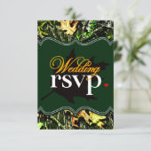 Mr & Mrs Hunting Camo Green Wedding RSVP-kaarten RSVP Kaartje (Staand voorkant)