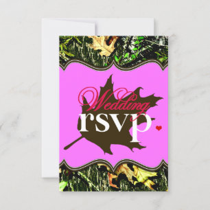Mr & Mrs Hunting Camo Pink Wedding RSVP-kaarten RSVP Kaartje
