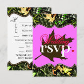 Mr & Mrs Hunting Camo Pink Wedding RSVP-kaarten RSVP Kaartje (Voorkant / Achterkant)