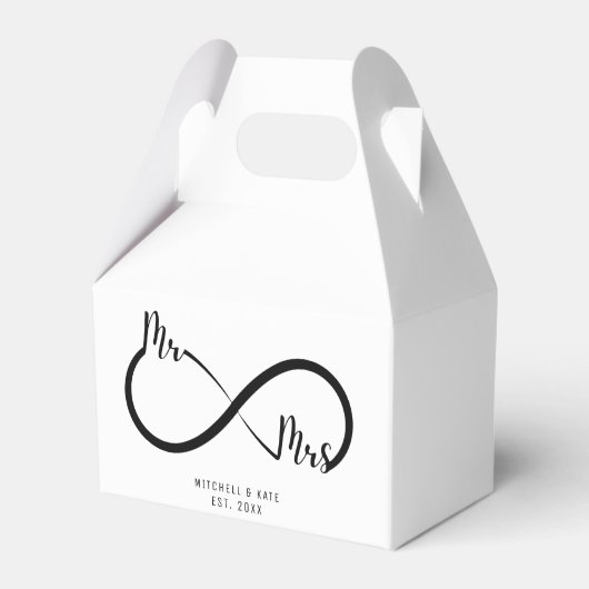 Mr & Mrs Infinity Symbool Bruiloft Bedankdoosjes (Voorkant Zijde)