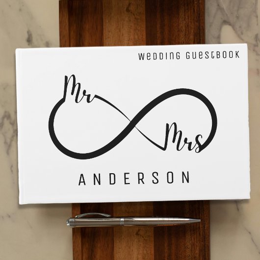 Mr & Mrs Infinity Symbool Bruiloft Gastenboek