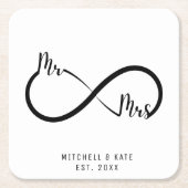 Mr & Mrs Infinity Symbool Bruiloft Kartonnen Onderzetters (Voorkant)