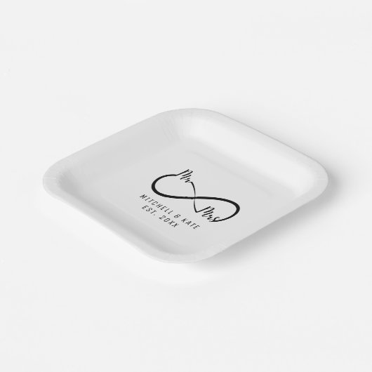 Mr & Mrs Infinity Symbool Bruiloft Papieren Bordje (Gebogen)