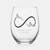 Mr & Mrs Infinity Symbool Bruiloft Wijnglas Zonder Voet (Voorkant)
