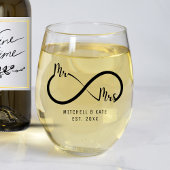 Mr & Mrs Infinity Symbool Bruiloft Wijnglas Zonder Voet