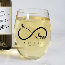 Mr & Mrs Infinity Symbool Bruiloft Wijnglas Zonder Voet
