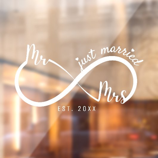 Mr & Mrs Infinity Symbool Gehuwd Trouwauto Raamsticker (Vel 2)