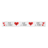 Mr. Mrs. Initials Red Hearts 3 INCH Satijnen Lint (Voorkant)