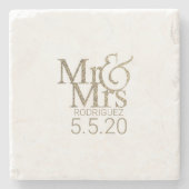 Mr & Mrs Keepomwille Stenen Onderzetter (Voorkant)