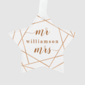 Mr & Mrs. Kerstmis | Moderne geometrische foto van Ornament (achterkant)