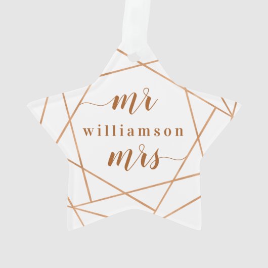 Mr & Mrs. Kerstmis | Moderne geometrische foto van Ornament (achterkant)