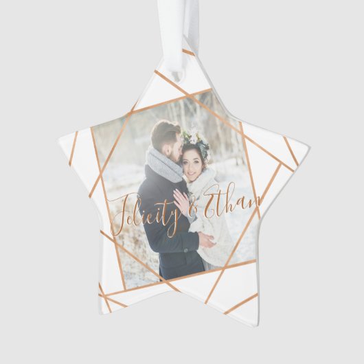 Mr & Mrs. Kerstmis | Moderne geometrische foto van Ornament (voorkant)