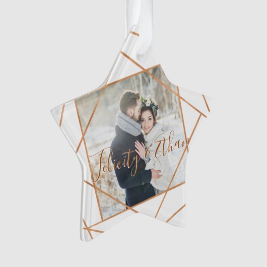 Mr & Mrs. Kerstmis | Moderne geometrische foto van Ornament (voorkant)