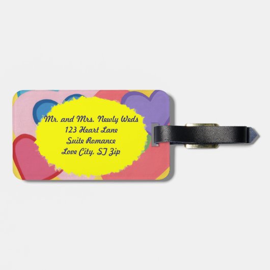 Mr. Mrs. Kleurrijke gelaagde harten Bagagelabels (Achterkant horizontaal)